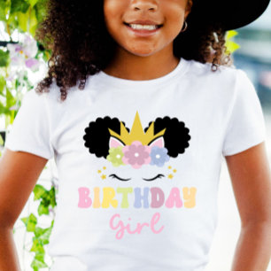 Afro Unicorn Birthday Girl Party Outfit T-Shirt