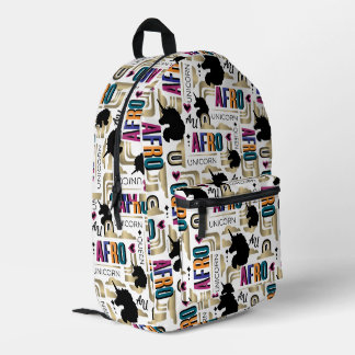 Afro Unicorn Bold Pattern Printed Backpack