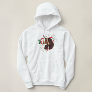 Afro Unicorn Candy Cane Heart Holiday Hoodie