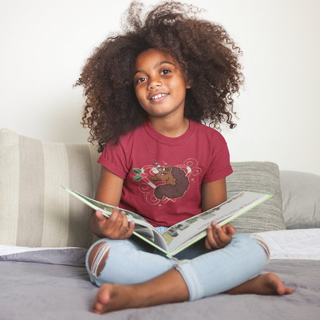 Afro Unicorn Candy Cane Heart Holiday T-Shirt (Creator Uploaded)