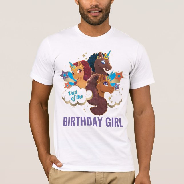 Afro Unicorn | Dad of the Birthday Girl T-Shirt (Front)
