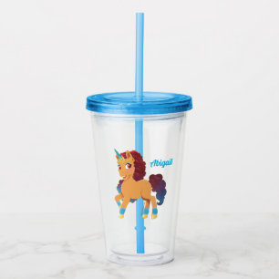Afro Unicorn Divine Prancing Acrylic Tumbler