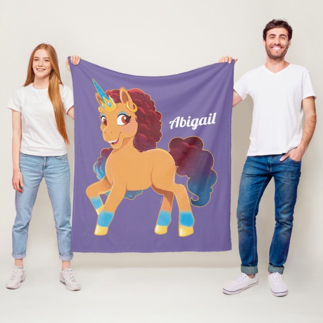 Afro Unicorn | Divine Prancing Fleece Blanket (In Situ)