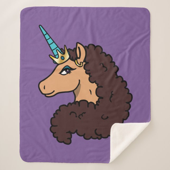 Afro Unicorn | Divine Sherpa Blanket (Front)