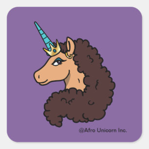 Afro Unicorn   Divine Square Sticker