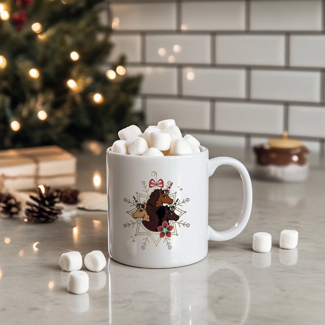 Afro Unicorn Festive Holiday Magical Coffee Mug (Creator Uploaded)