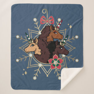 Afro Unicorn Festive Holiday Magical Sherpa Blanket