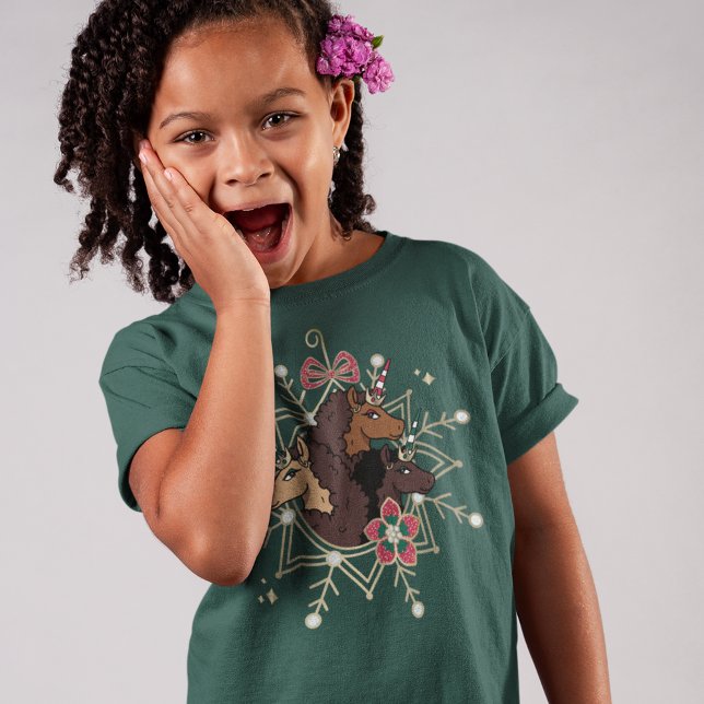 Afro Unicorn Festive Holiday Magical T-Shirt (Creator Uploaded)