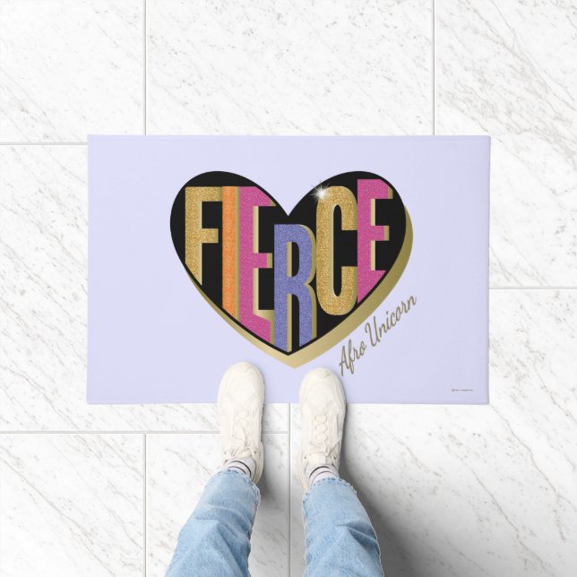 Afro Unicorn Fierce Heart Design Doormat (Indoor)