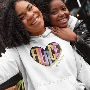 Afro Unicorn Fierce Heart Design Hoodie