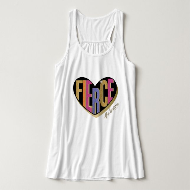 Afro Unicorn Fierce Heart Design Singlet (Design Front)