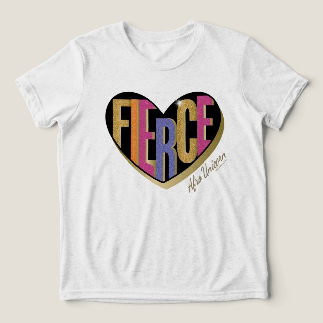 Afro Unicorn Fierce Heart Design Tri-Blend Shirt (Design Front)