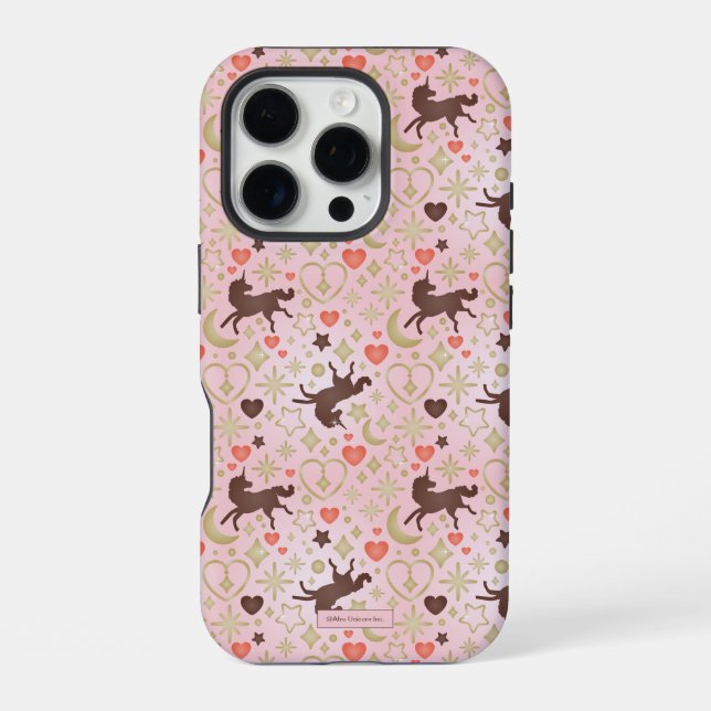 Afro Unicorn Heart & Star Pink  Pattern iPhone Case (Back)