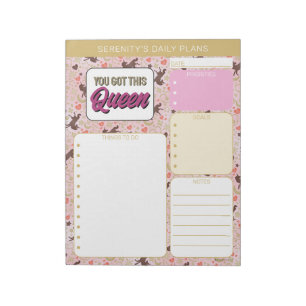 Afro Unicorn Heart & Star Pink  Pattern Notepad