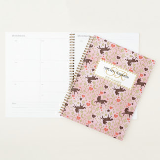 Afro Unicorn Heart & Star Pink Pattern Planner