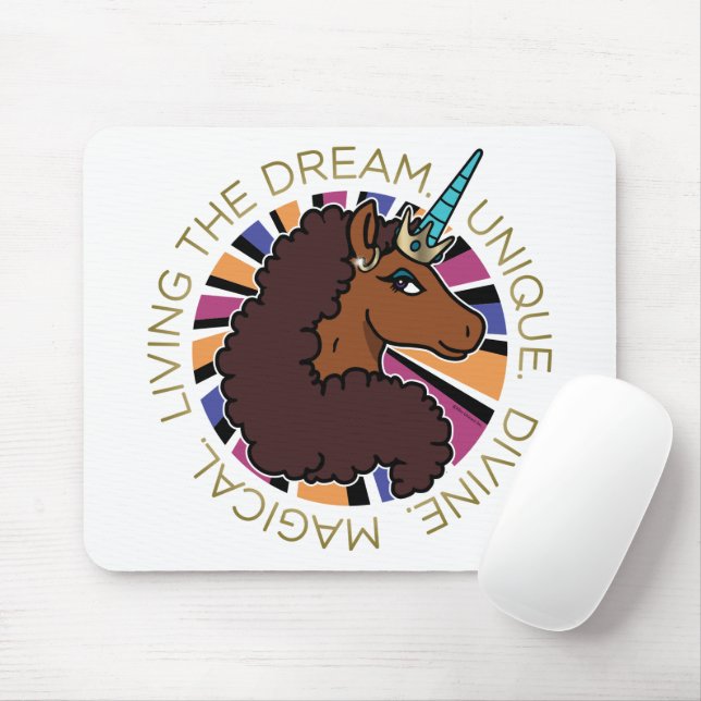 Afro Unicorn Living the Dream Design Mouse Pad (With Mouse)