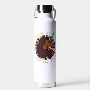 Afro Unicorn Living the Dream Design Water Bottle