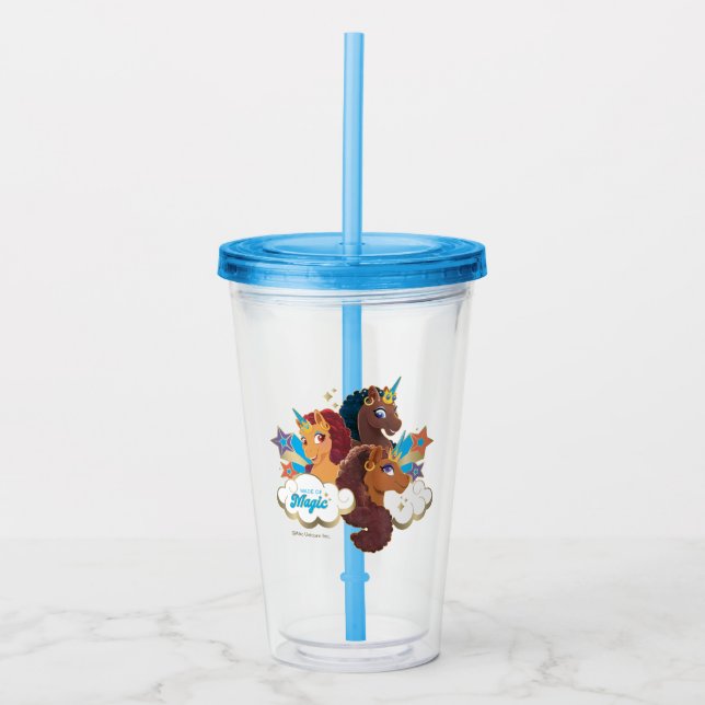 Afro Unicorn “Made of Magic” Trio Design Acrylic Tumbler (Front)