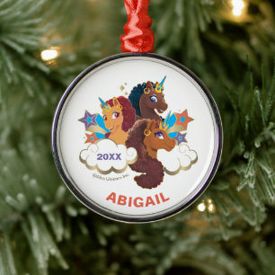 Afro Unicorn “Made of Magic” Trio Design Metal Tree Decoration