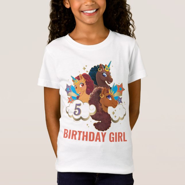 Afro Unicorn | Magical Birthday Girl T-Shirt (Front)