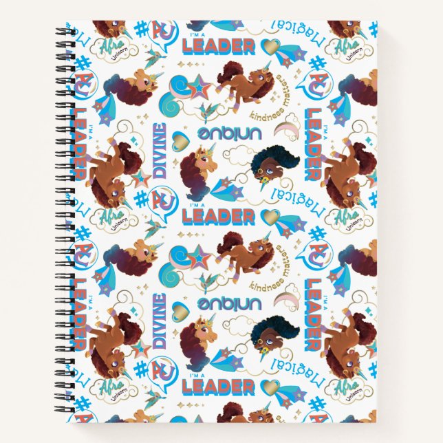 Afro Unicorn Magical Empowering Pattern Notebook (Front)
