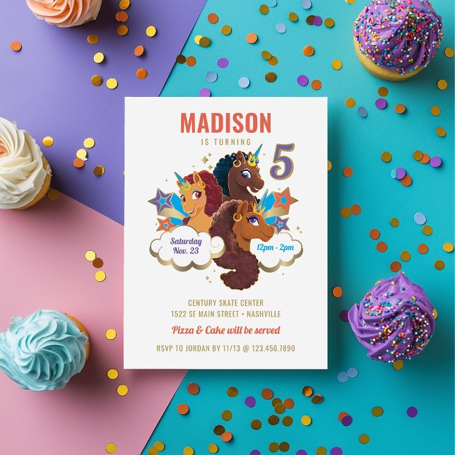 Afro Unicorn | Magical Girls Birthday  Invitation (Creator Uploaded)