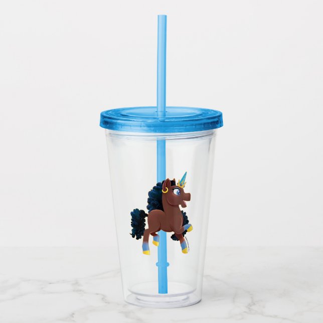 Afro Unicorn | Magical Prancing Acrylic Tumbler (Front)