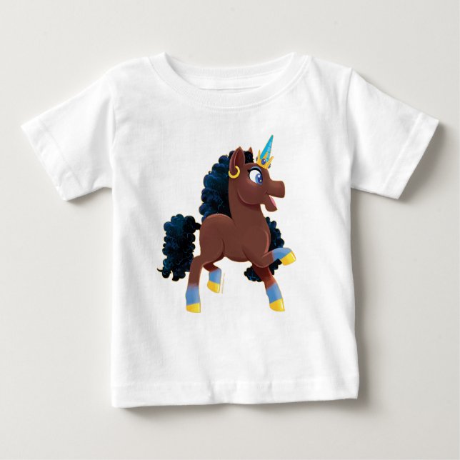 Afro Unicorn | Magical Prancing Baby T-Shirt (Front)