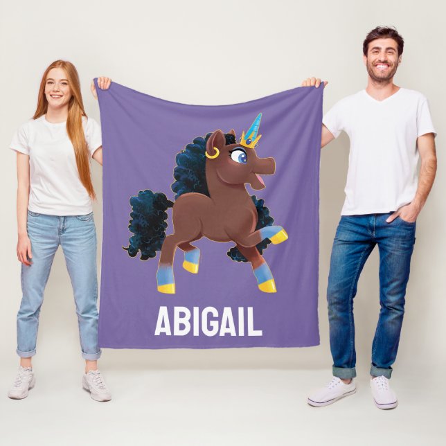 Afro Unicorn | Magical Prancing Fleece Blanket (In Situ)