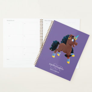 Afro Unicorn Magical Prancing Planner