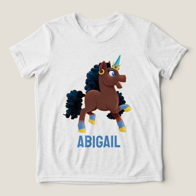 Afro Unicorn | Magical Prancing Tri-Blend Shirt (Design Front)