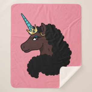 Afro Unicorn   Magical Sherpa Blanket