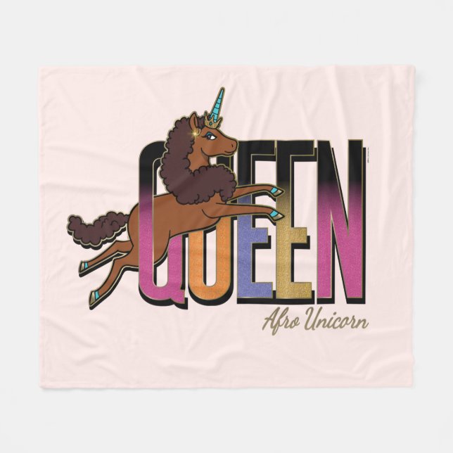 Afro Unicorn Queen Design Fleece Blanket (Front (Horizontal))