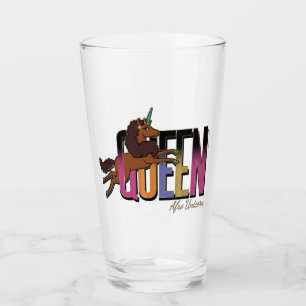 Afro Unicorn Queen Design Glass