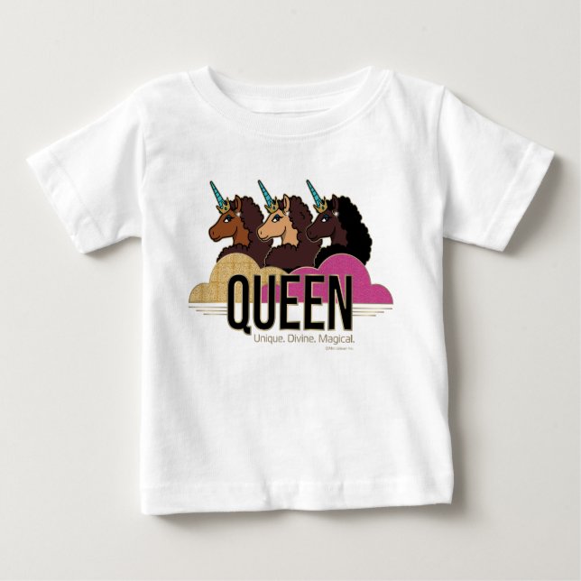 Afro Unicorn Queen Trio Design Baby T-Shirt (Front)