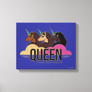 Afro Unicorn Queen Trio Design Canvas Print