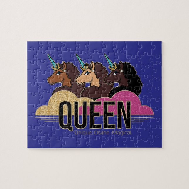 Afro Unicorn Queen Trio Design Jigsaw Puzzle (Horizontal)