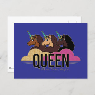 Afro Unicorn Queen Trio Design Postcard