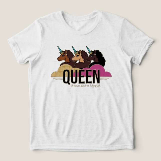 Afro Unicorn Queen Trio Design Tri-Blend Shirt (Design Front)