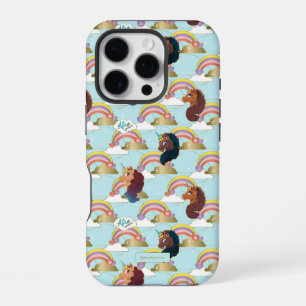 Afro Unicorn Rainbow and Hearts Pattern iPhone 16 Pro Case