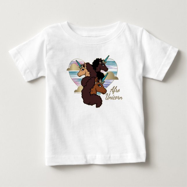 Afro Unicorn Trio Heart Design Baby T-Shirt (Front)