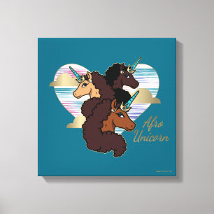 Afro Unicorn Trio Heart Design Canvas Print