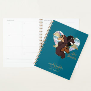 Afro Unicorn Trio Heart Design Planner