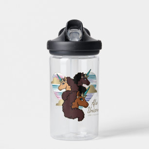 Afro Unicorn Trio Heart Design Water Bottle