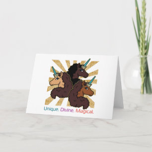 Afro Unicorn Trio: Unique, Divine, and Magical Card