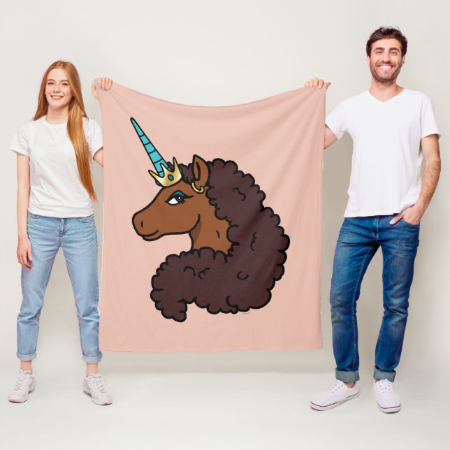 Afro Unicorn | Unique Fleece Blanket (In Situ)