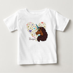 Afro Unicorn   Unique Heart Design Baby T-Shirt