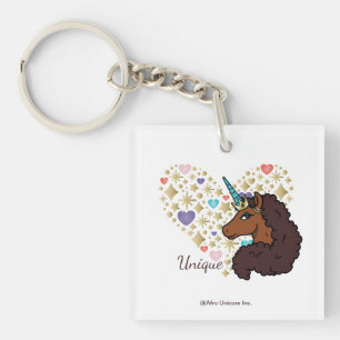 Afro Unicorn   Unique Heart Design Key Ring
