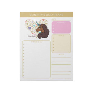 Afro Unicorn   Unique Heart Design Notepad