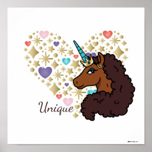 Afro Unicorn   Unique Heart Design Poster